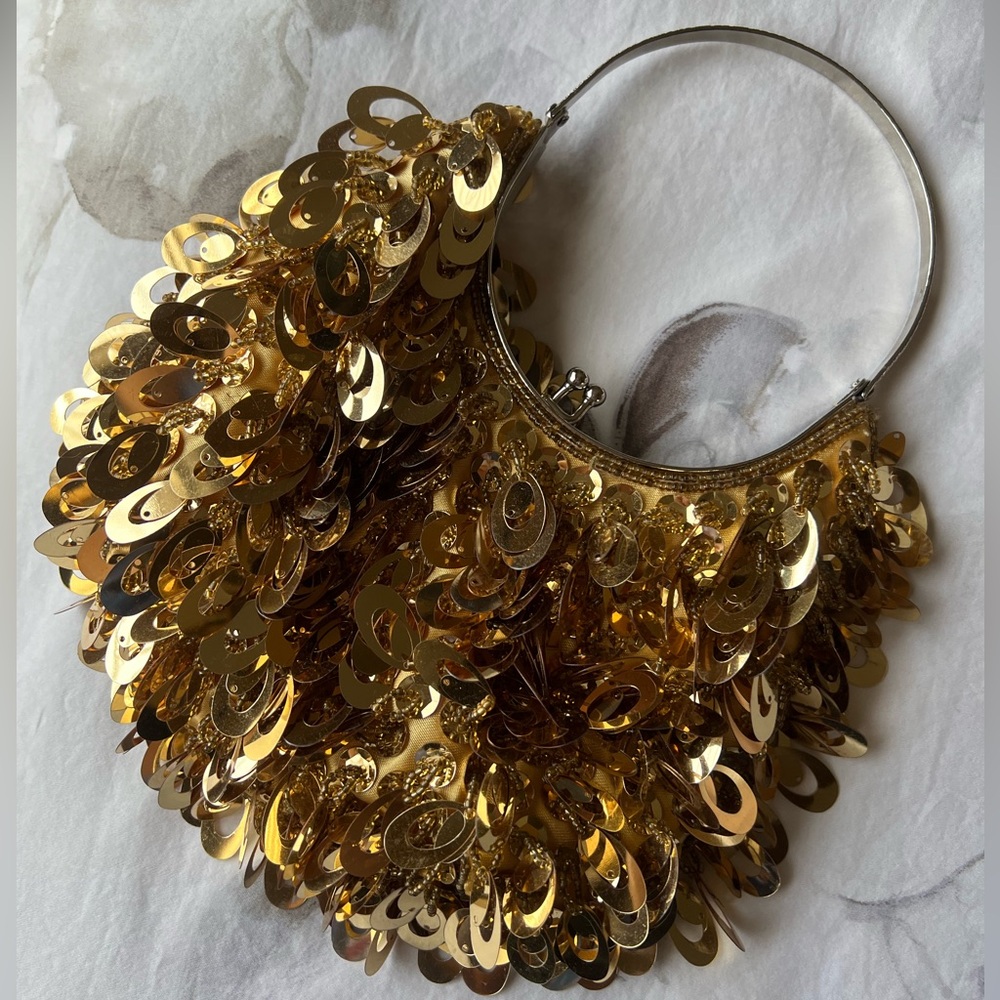 Gold sequent flapper bag
